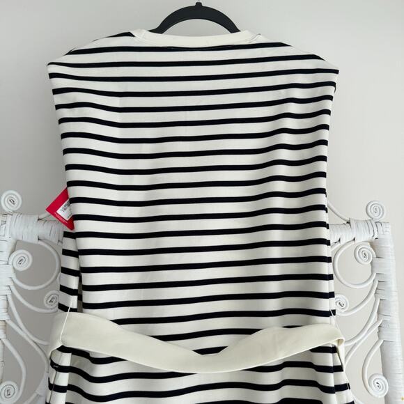 SPANX Air Essentials Tank Dress Large Cream Black Stripe Sleeveless Minimalist - Picture 5 of 12